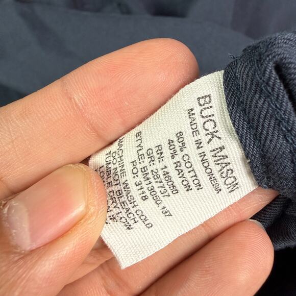 Buck Mason Draped Twill One Pocket Shirt Mens M Navy Button Down Rayon Blend - Picture 4 of 9